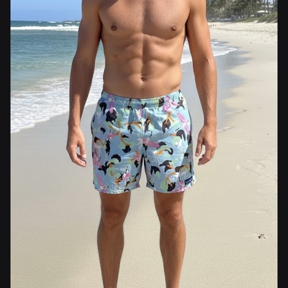Patagonia Men's Swim Trunks - Blue, Pink, Orange